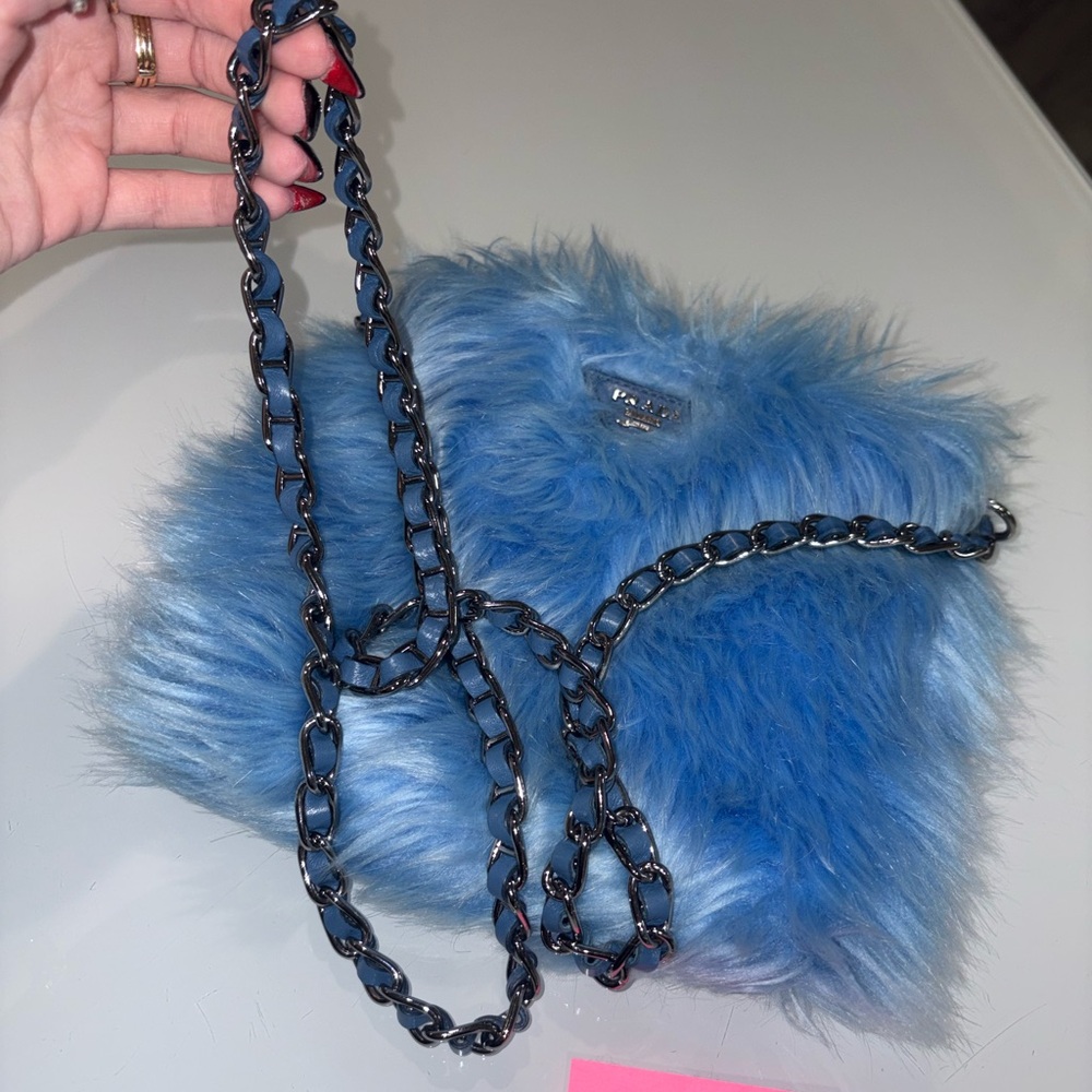 PRADA Eco Pelliccia Faux Fur Chain Crossbody Bag